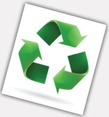 Recycle symbol of three green arrows in a crcle