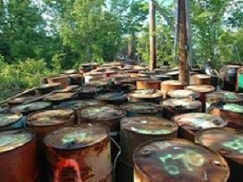 Abandoned drums of chemicals