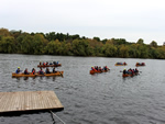Participants in Philadelphia paddle the Schuylkill River