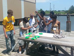 Students returning from a sampling trip with LDWF biologists.