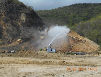 Extinguishing tire fire in Puerto Rico recycling facility