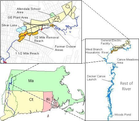 Image map of Cleanup Areas for the GE / Housatonic Site.