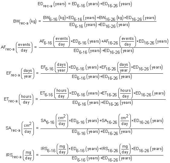 Recreational Soil/Sediment Equation - Supporting Equations - Adult