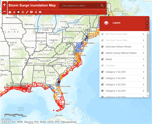 Screenshot of Storm Surge Inundation Map