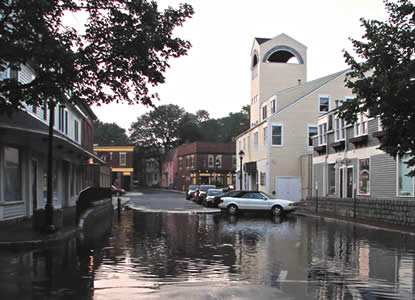Flooded street in Massachusetts