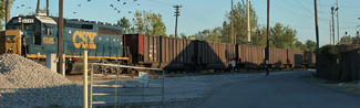 A photograph of a freight train.