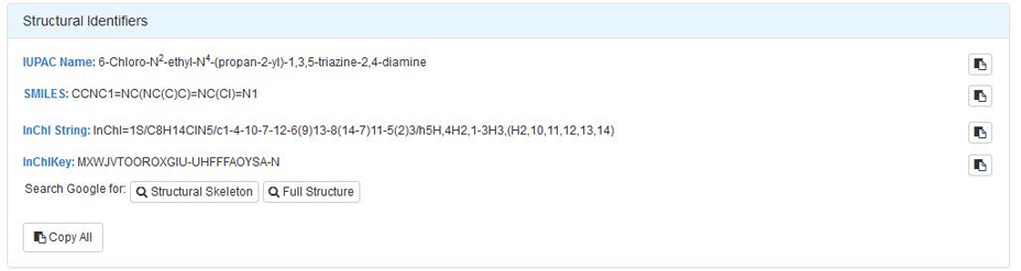 Comptox Chemistry Dashboard Structural Indentifiers