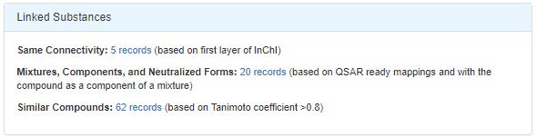 Comptox Chemistry Dashboard Linked Substances