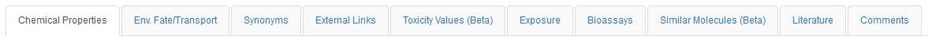 Comptox Chemistry Dashboard Chemical Search Results Tabs