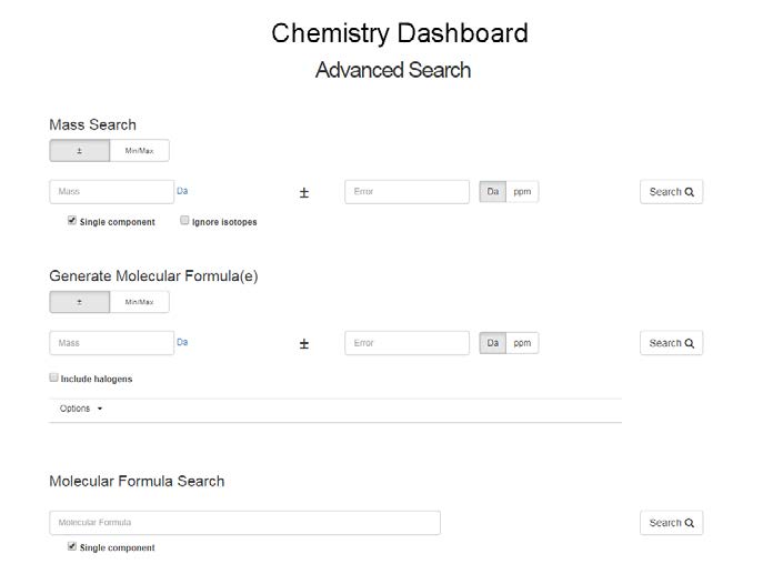 Chemistry Dashboard Mass Spectrometry Search