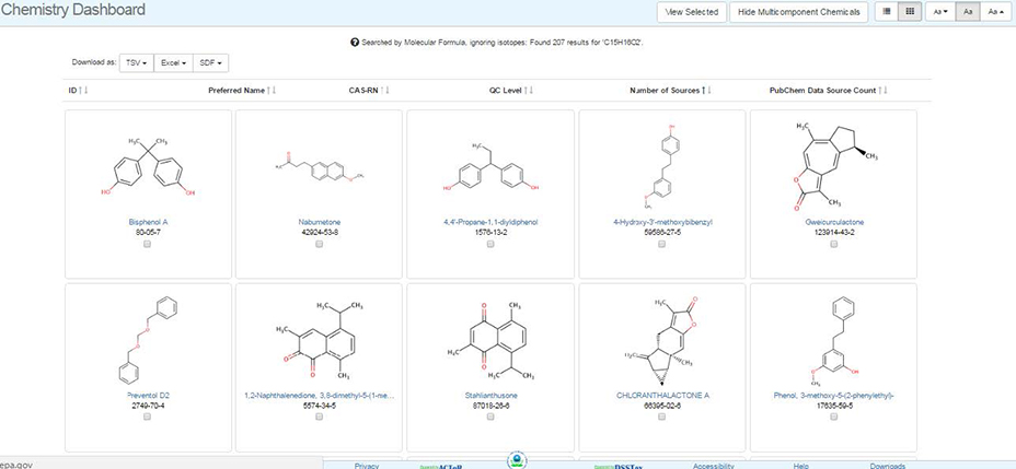 Chemistry Dashboard Advanced Search Results