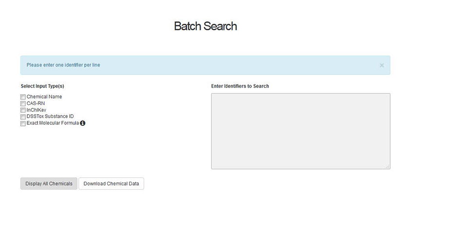 Chemistry Dashboard Batch Search