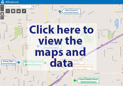 Screen capture of map of monitoring locations within the Willowbrook community