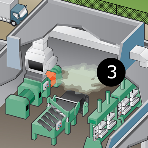 Illustration of cutting processes at the fictional facility.