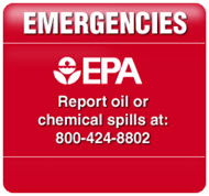 Report oil or chemical spills to the National Response Center at 800-424-8802