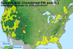 AirNow screenshot showing air quality across the US.