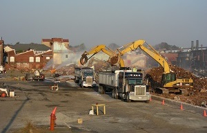 Bulldozers clearing a contaminated site