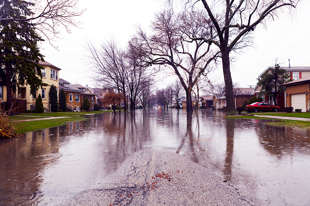 Flooded street.