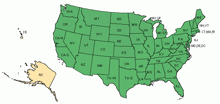 Click on a state shaded green