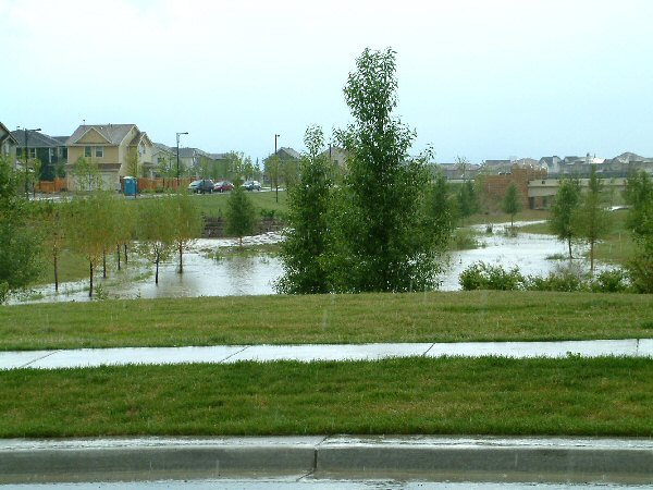 Stapleton's Greenway Park during a storm event