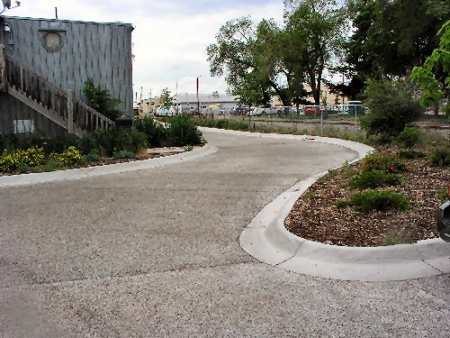 Driveway of pervious pavement.