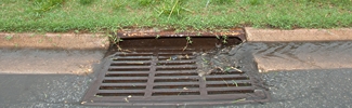 Stormwater runoff entering a storm drain