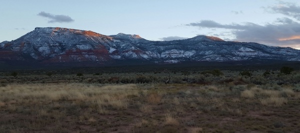 Landscape with mountain range with some snow