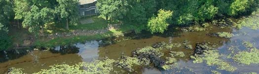 aerial view of oil spill in Kalamazoo river in August 2010