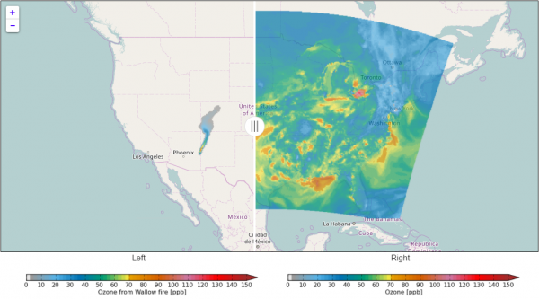 This map is still image of the interactive map demonstrating CMAQ-ISAM outputs. It can be viewed by clicking on the link below.