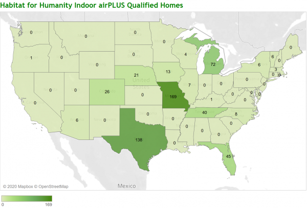 Map to find Habitat Affiliate Indoor airPLUS Partners