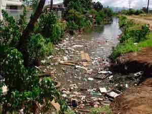 photograph of debris in waterway