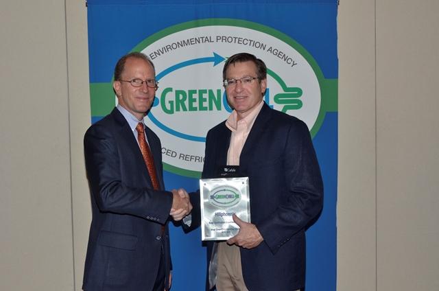 Tom Land of EPA with Scott Martin of Hillphoenix and their Store Certification Excellence Award.