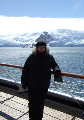 Felicia on a trip to Antarctica 