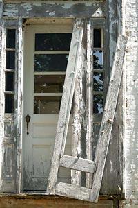 house door with peeling paint