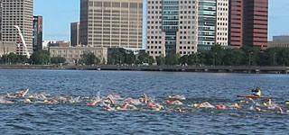 Swimmers on the Charles River