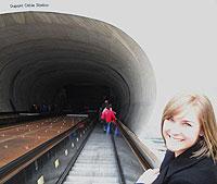 photograph of an intern at EPA using the escalators to get to her job at the Office of Sustainable Communities