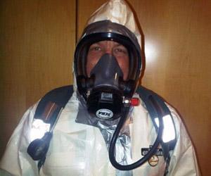 Paul in his protective equipment