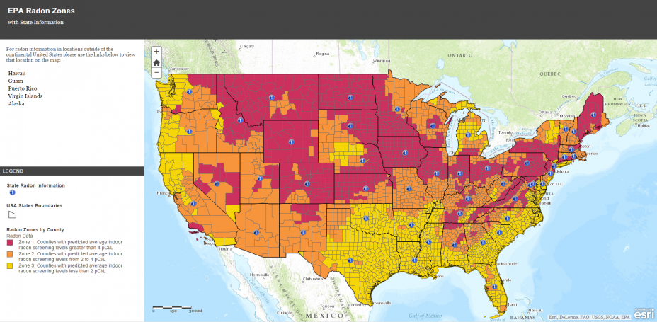 Radon Zones Map EPA Map of Radon Zones