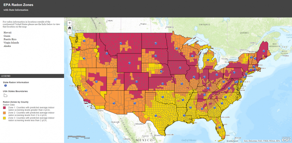 EPA Map of Radon Zones