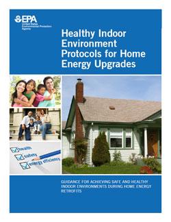 A picture of a home on the cover of the Healthy Indoor Environment Protocols for Home Energy Upgrades PDF