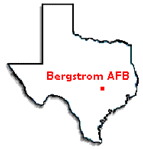 Former Bergstrom AFB location on Texas Map