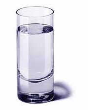 A glass of clear drinking water