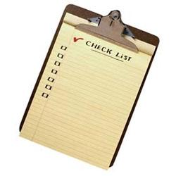 The image is a clipboard labeled Checklist