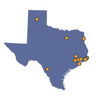 Location of sites in reuse in Texas