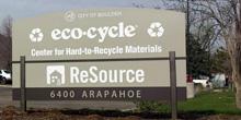 Sign at ecoCycle entrance