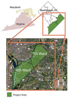 Map showing Wards 7 and 8