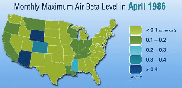 Monthly maximum Air Beta level in April 1986.
