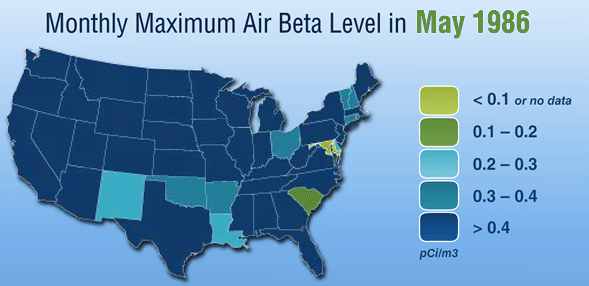 Monthly maximum Air Beta level in May 1986.