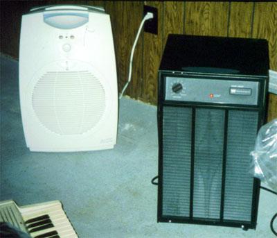 Dehumidifier being used to keep moisture levels low in a basement