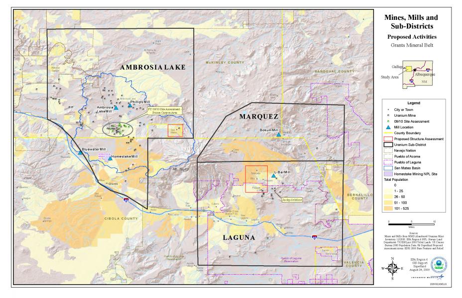 Mines, Mills and Sub-Districts in the Grants Mineral Belt